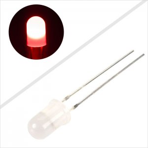 5mm Diffused Red Super Bright Round Through Hole LED - 625 nm - T1 3/4 LED w/ 360 Degree Viewing Angle