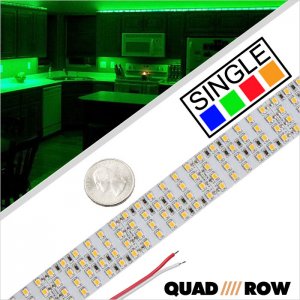 2835 Single Color LED Strip Light - Bright Quad Row LED Tape Light - 24V - IP20 - 5m - 991 lm/ft