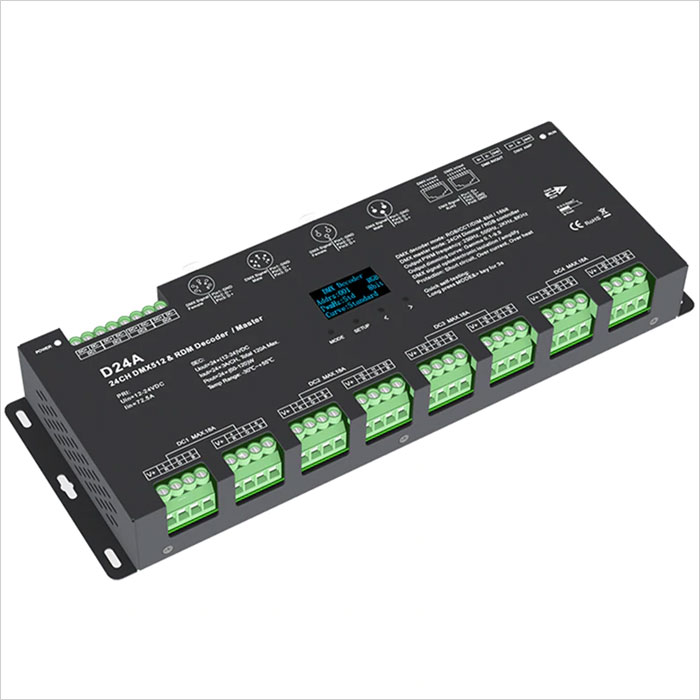 LED DMX512 Decoder - 4 Channel - 4 A/CH - Address Digital Display