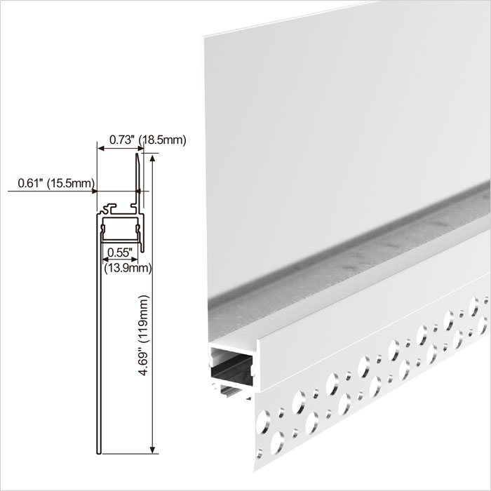 9 Sample of Aluminum Housing C for Recessed Bright LED Strips and