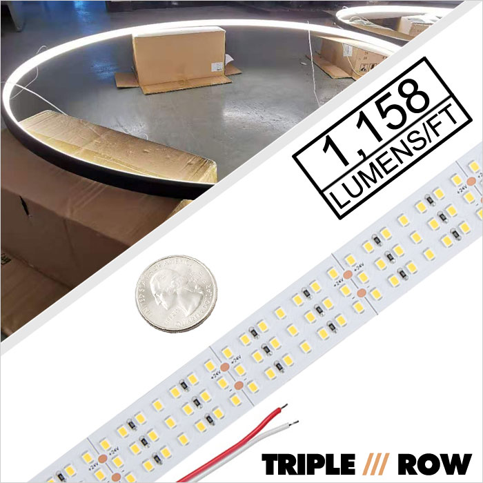 Custom Length White LED Strip Light - Highlight Series LED Tape Light -  High-CRI Triple Row - 300Meters - 24V - IP20 - 1,158  lm/ft, 3SNW-IP20-90CRI-TripleRow