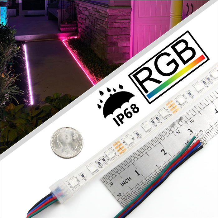 5m Outdoor RGB LED Strip Light - Submersible LED Tape Light - 12V