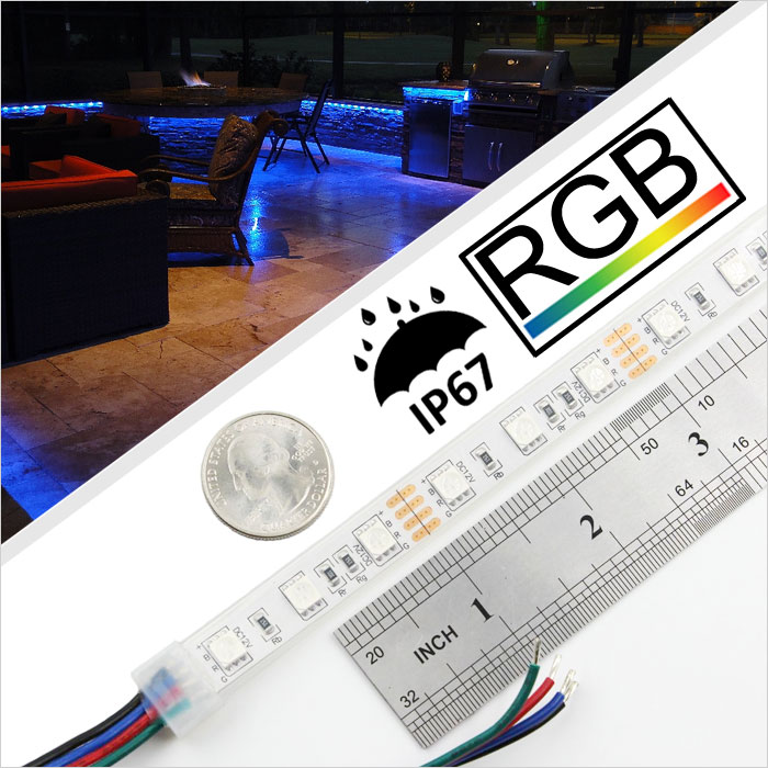 5m RGB LED Strip Light - Changing LED Tape - 12V/24V - Outdoor IP67 Waterproof|SW-RGB-5050-IP67-5M|Color Changing Strip Lights