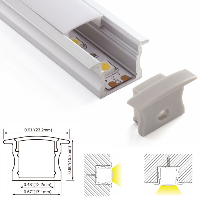 9 Sample of Aluminum Housing C for Recessed Bright LED Strips and