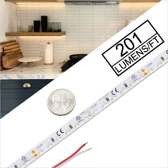 5m White LED Side Emitting Strip Light - 12V/24V - IP20 - 201